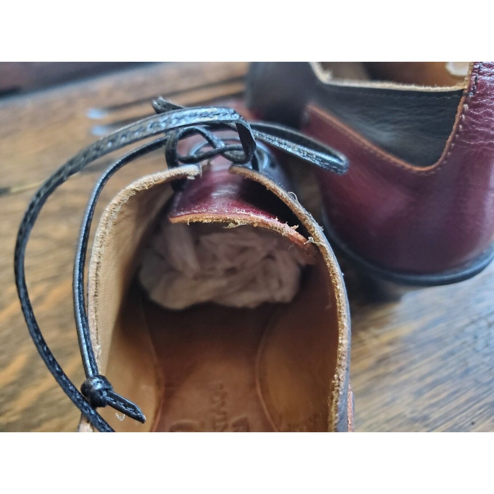 Cydwoq Hand Made Vintage USA Black & Red Lace-up Derby Shoes Size 36 - Picture 6 of 15